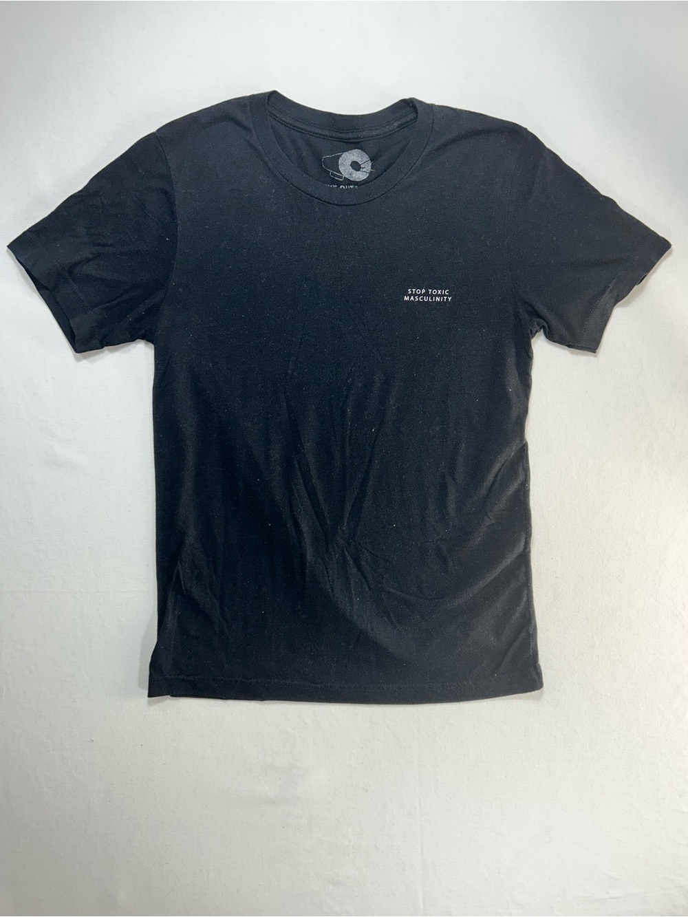 Black Short-Sleeve Graphic Crewneck Tee - Stop Toxic Masculinity - Small